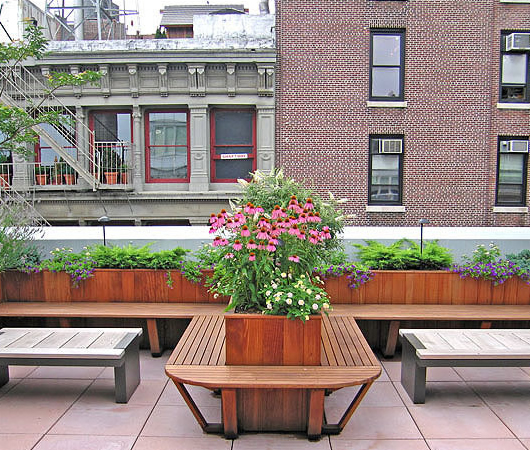 Custom built arbors, trellises and gazebos for backyards, terraces and rooftops in Chelsea, NYC.