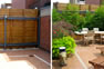 Fence and decks are built with wood or weather treated materials