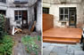 before and after the installation of a Manhattan deck in a brownstone backyard